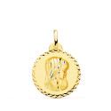 18K MEDALLA ORO AMARILLO VIRGEN NIÑA TALLA CRUZADA 20 MM