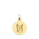 18K MEDALLA ORO AMARILLO VIRGEN NIÑA LISA 16 MM