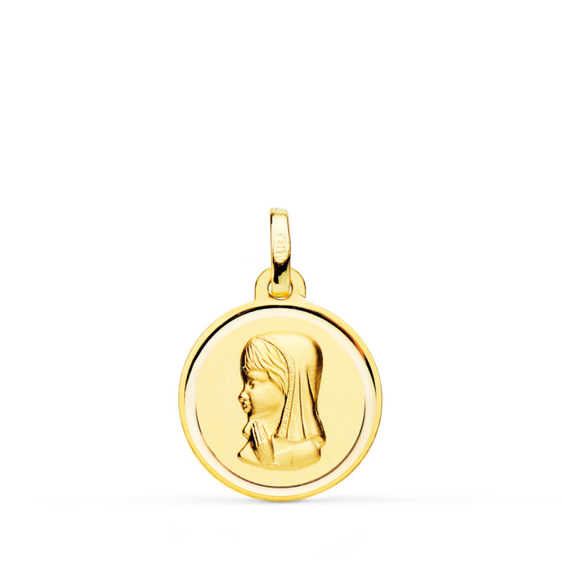 18K MEDALLA ORO AMARILLO VIRGEN NIÑA BISEL 16 MM