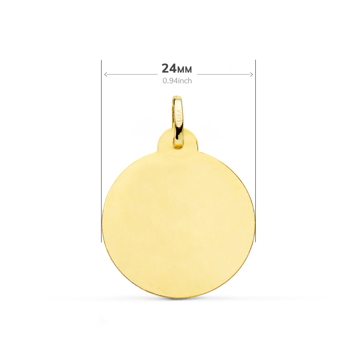 18K MEDALLA ORO AMARILLO VIRGEN NIÑA BISEL 24 MM