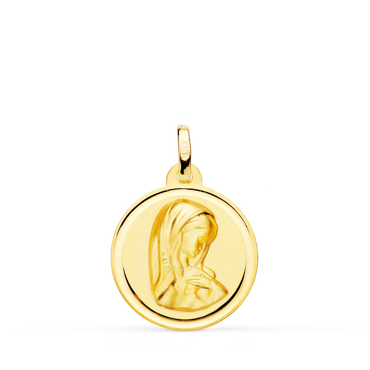 18K MEDALLA ORO AMARILLO VIRGEN NIÑA BISEL 18 MM