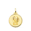 18K MEDALLA ORO AMARILLO VIRGEN NIÑA TALLA CRUZADA 20 MM