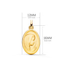 18K MEDALLA ORO AMARILLO VIRGEN NIÑA PERFIL MATIZADA Y TALLADA 16X12 MM