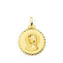 18K MEDALLA ORO AMARILLO VIRGEN MARIA ( VIRGO VIRGINIUM ) TALLA CRUZADA 20 MM