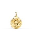 18K MEDALLA ORO AMARILLO ANGEL NIÑO EN LA NUBE BRILLO 16 MM