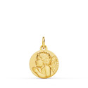 18K MEDALLA ORO AMARILLO ANGEL NIÑO PIADOSO REZANDO MATIZADO. 14 MM