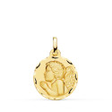18K MEDALLA ORO AMARILLO ANGEL NIÑO PIADOSO REZANDO TALLADO 18 MM