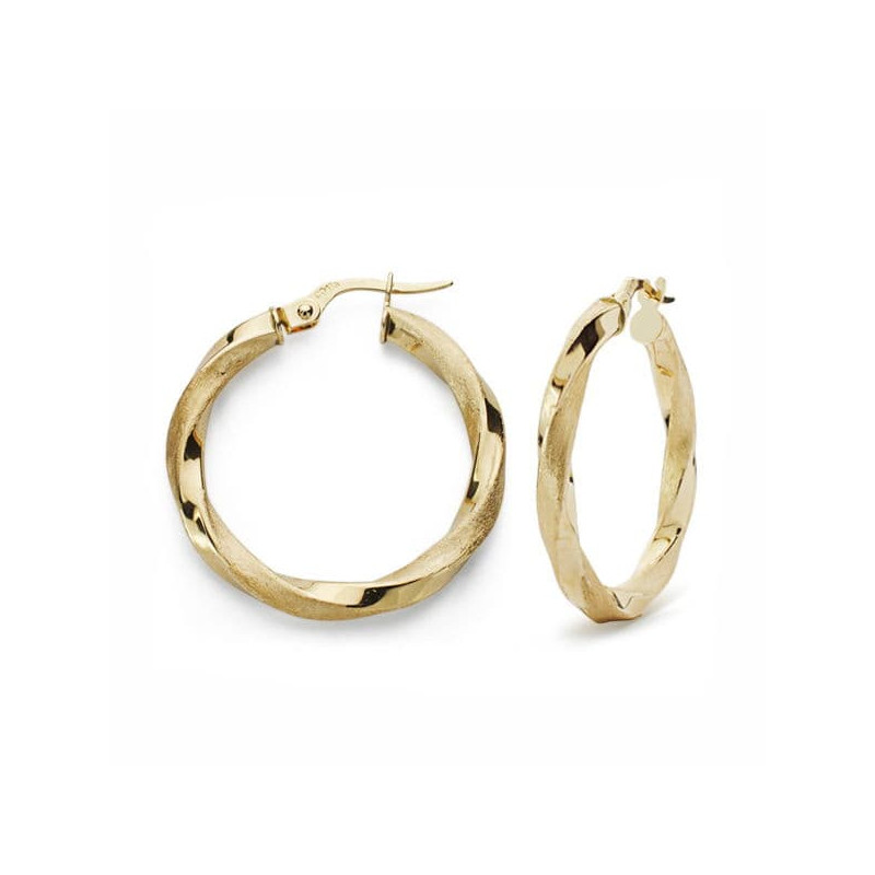 18K AROS ORO AMARILLO MATE Y BRILLO 25X2.5 MM