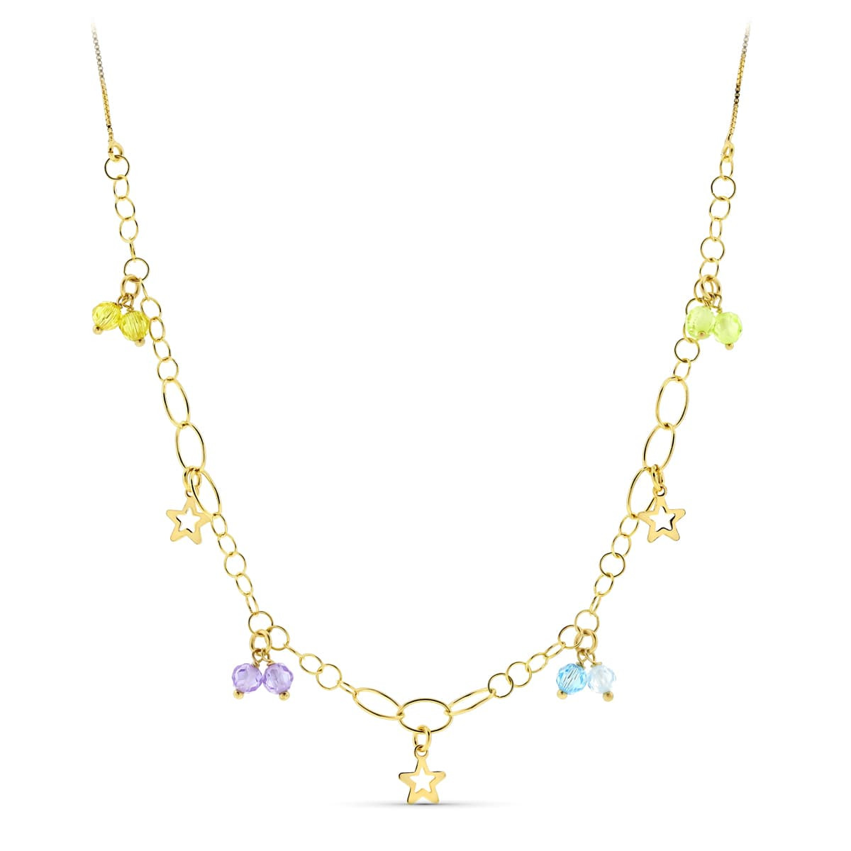 18K GARGANTILLA ORO AMARILLO PIEDRAS COLOR