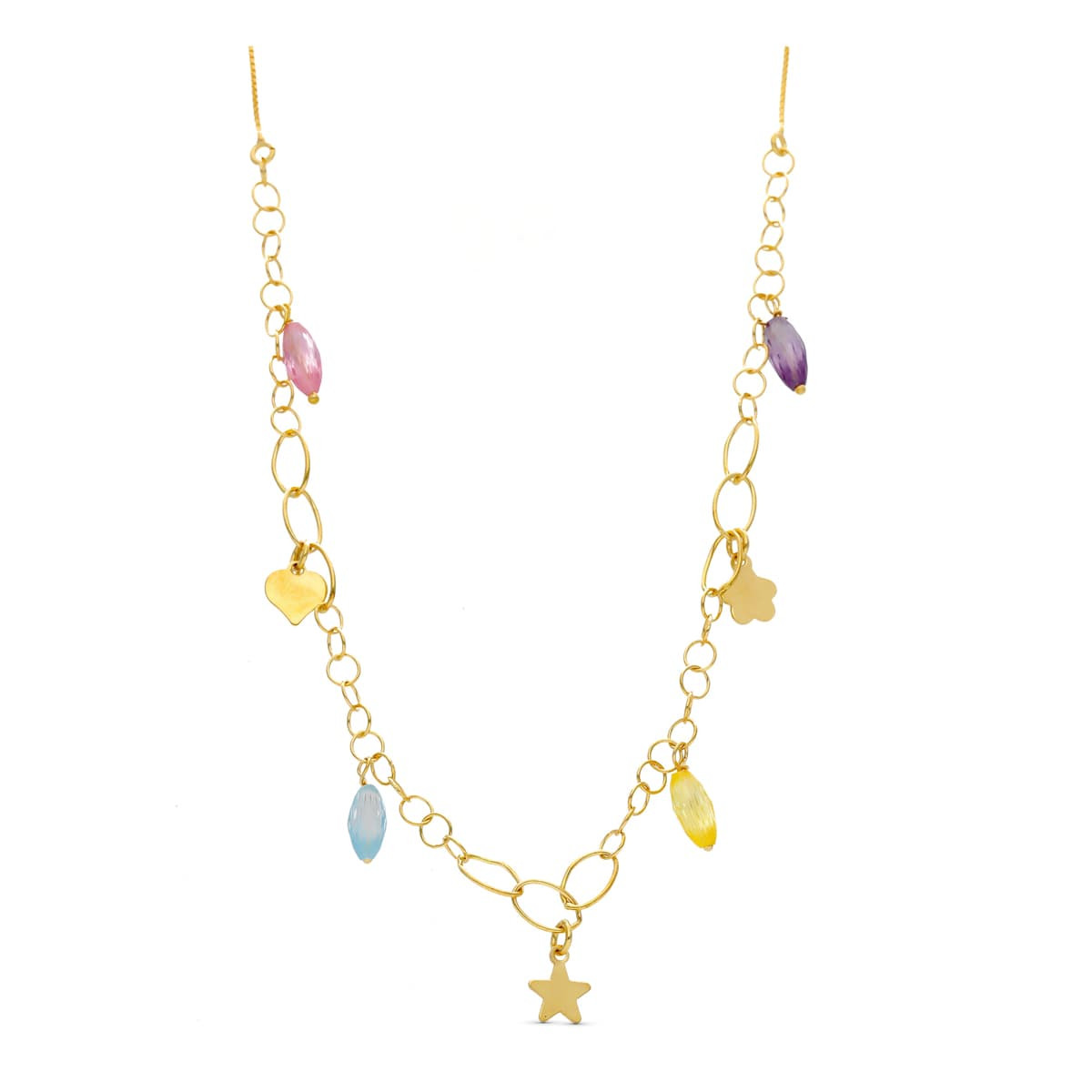 18K GARGANTILLA ORO AMARILLO PIEDRAS COLOR