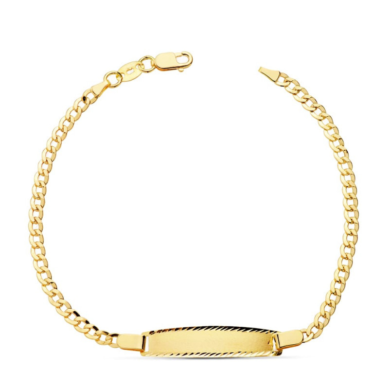 18K PULSERA ESCLAVA ORO AMARILLO HUECA BARBADA 17CM