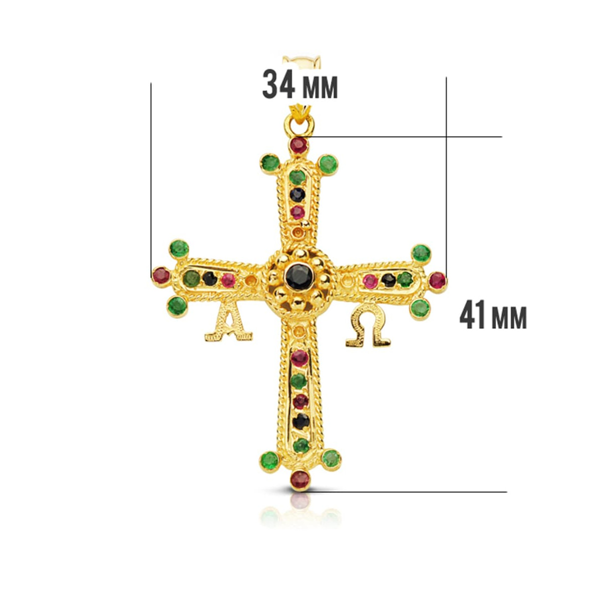 18K CRUZ DE COVADONGA O VICTORIA  ORO AMARILLO GRANDE 40X34 MM