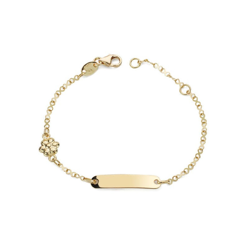 18K PULSERA ESCLAVA ORO AMARILLO MOTIVO FLOR 14CM