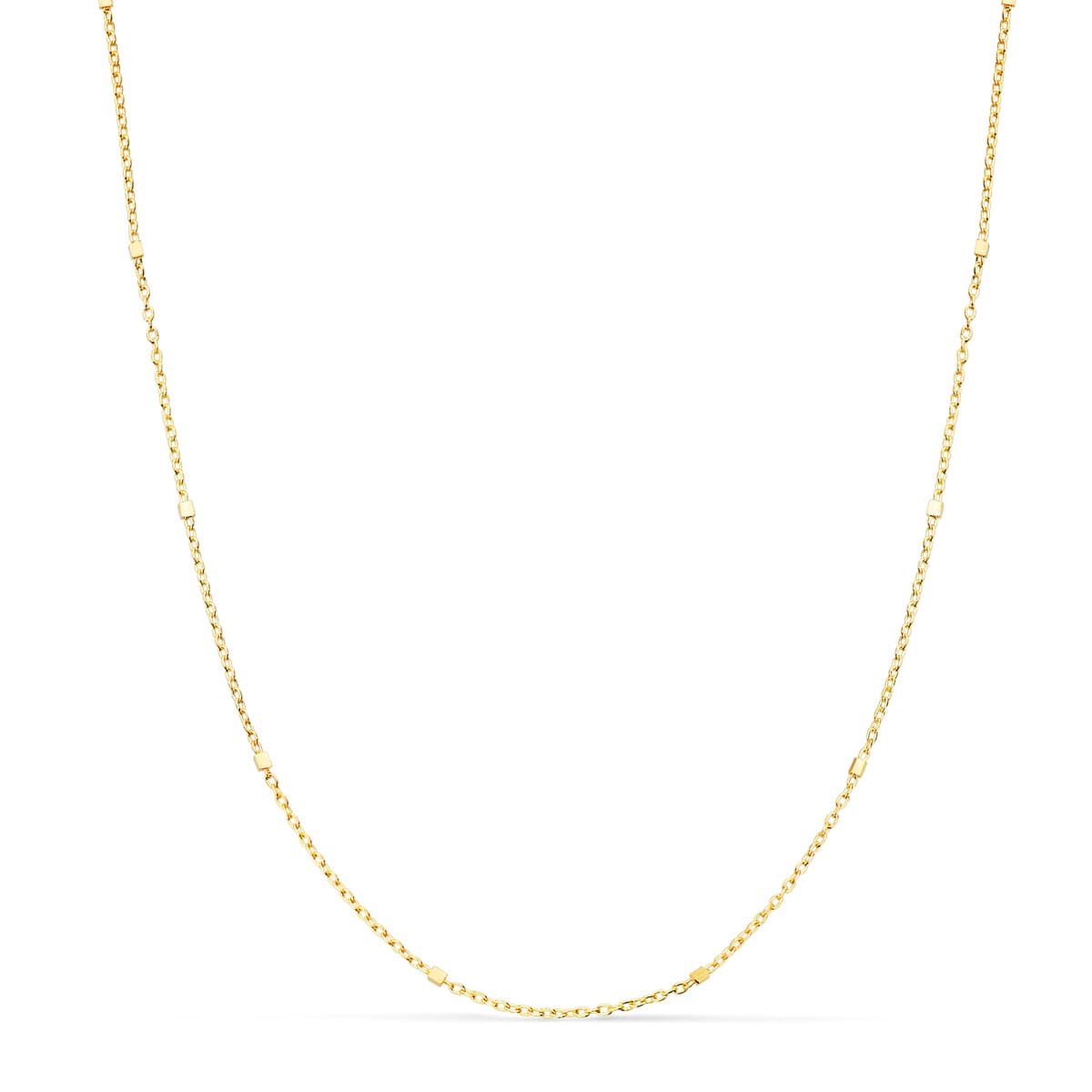 18K CADENA MACIZA ORO AMARILLO COMBINADA FORZADA Y CUBOS. LARGO 45CM ANCHO 1 MM