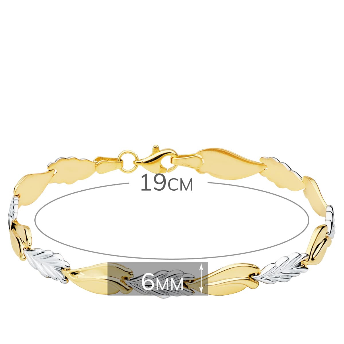18K PULSERA BICOLOR ESTAMPACION 19CM