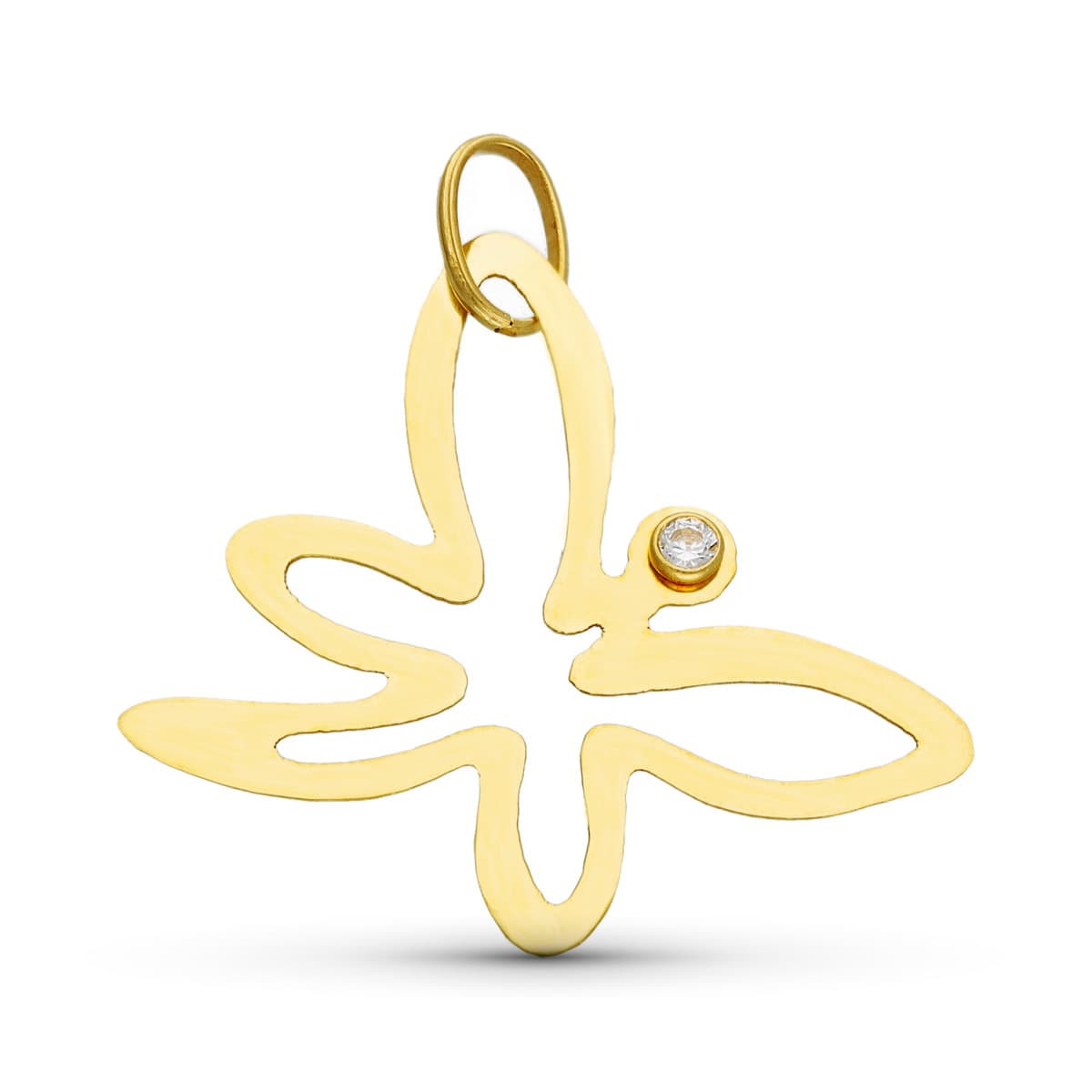 18K COLGANTE AMULETO ORO AMARILLO MARIPOSA CIRCONITA