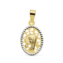 18K MEDALLA ORO AMARILLO VIRGEN NIÑA BICOLOR OVAL 16X12 MM