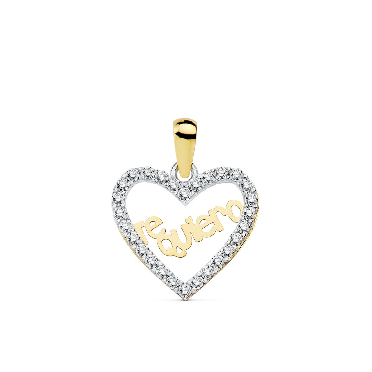 18K COLGANTE ORO BICOLOR CORAZON TE QUIERO 15X13 MM C. AMOR