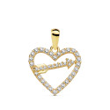 18K COLGANTE ORO AMARILLO CORAZON Y FLECHA 15X13 MM C. AMOR