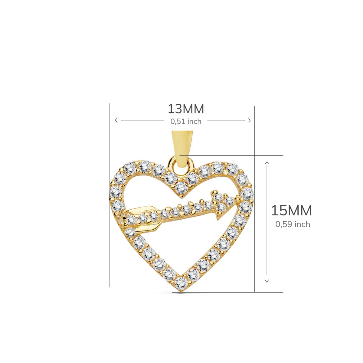 18K COLGANTE ORO AMARILLO CORAZON Y FLECHA 15X13 MM C. AMOR
