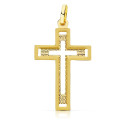 18K CRUZ ORO AMARILLO SIN CRISTO TALLADA 28X17 MM