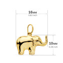 18K COLGANTE AMULETO ORO AMARILLO ELEFANTE LISO 16X10 MM