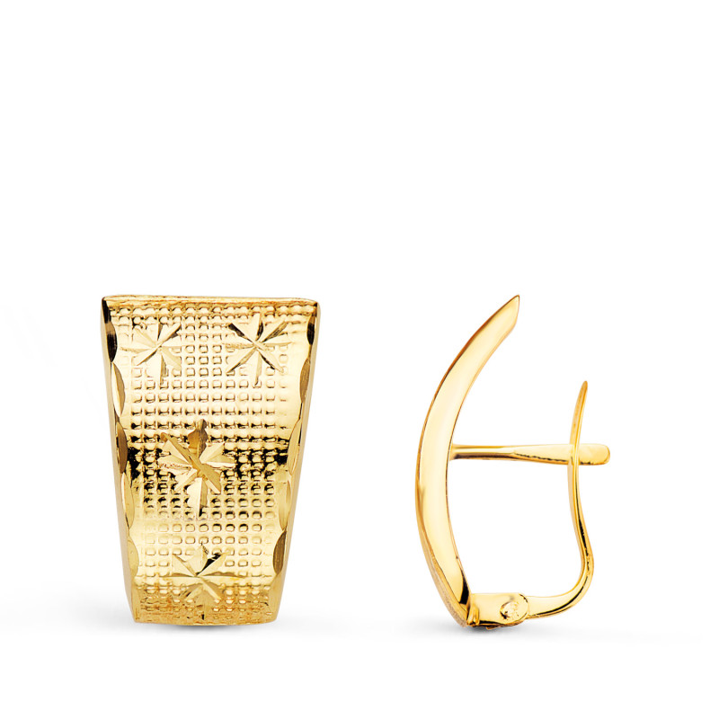 18K PENDIENTES ORO AMARILLO LAPIDADOS 18 X 12 MM CATALAN