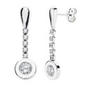 18K PENDIENTES ORO BLANCO CIRCONITA 25X7 MM CIERRE PRESION
