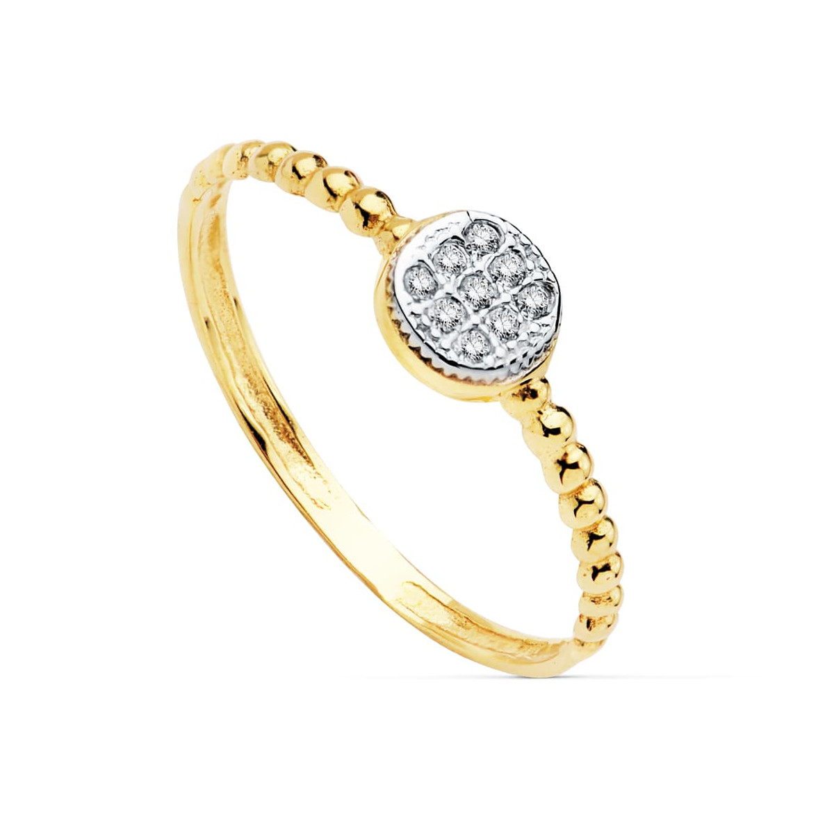 18K SORTIJA BICOLOR CIRCONITA REDONDO 5 MM