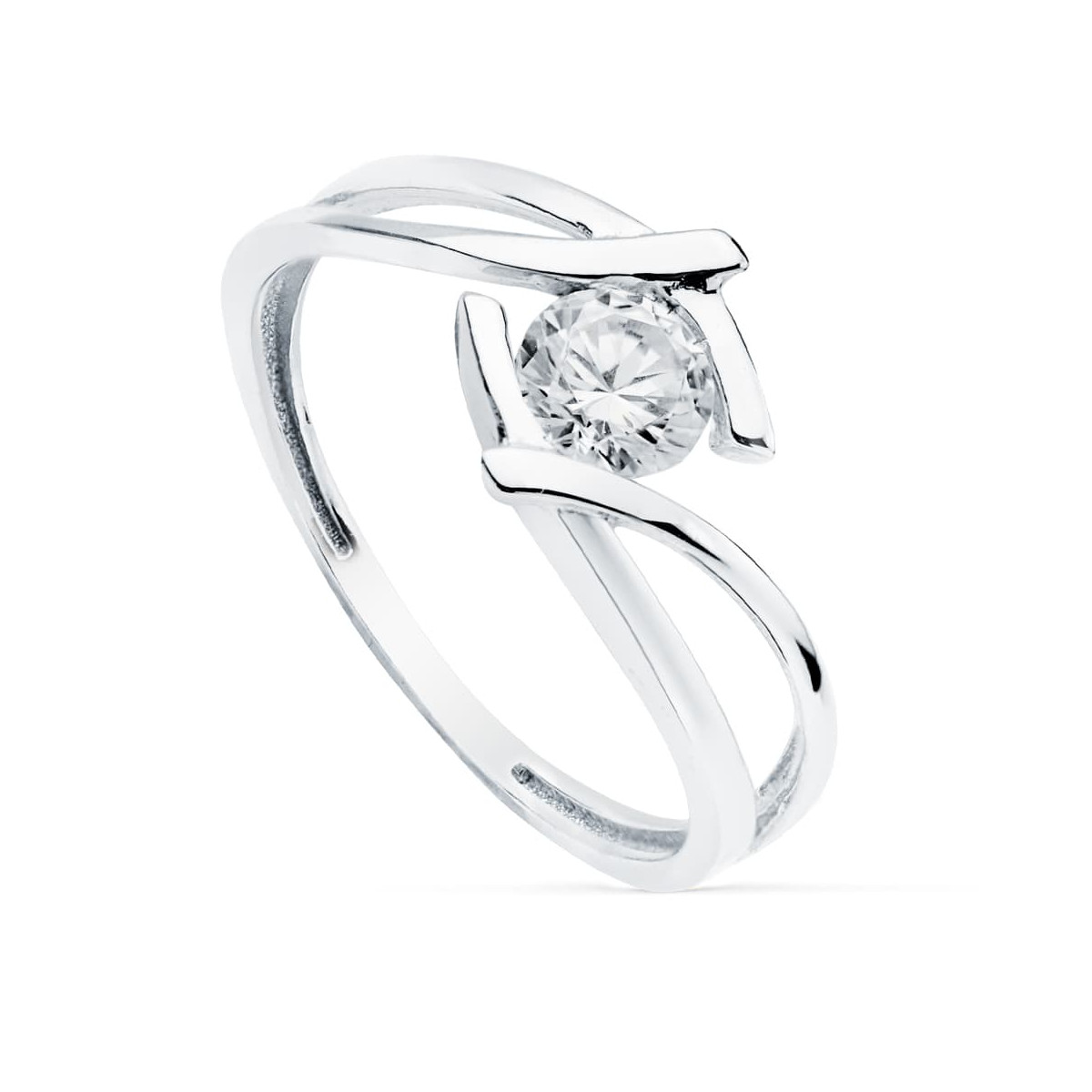 18K SOLITARIO ORO BLANCO CIRCONITA 5 MM