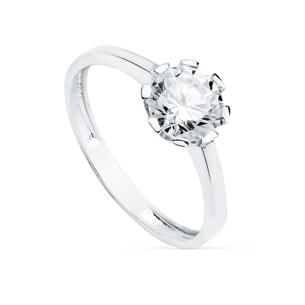 18K SOLITARIO ORO BLANCO GARRAS CIRCONITA 7 MM