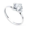 18K SOLITARIO ORO BLANCO CON 4 GARRAS Y CIRCONITA DE 7 MM
