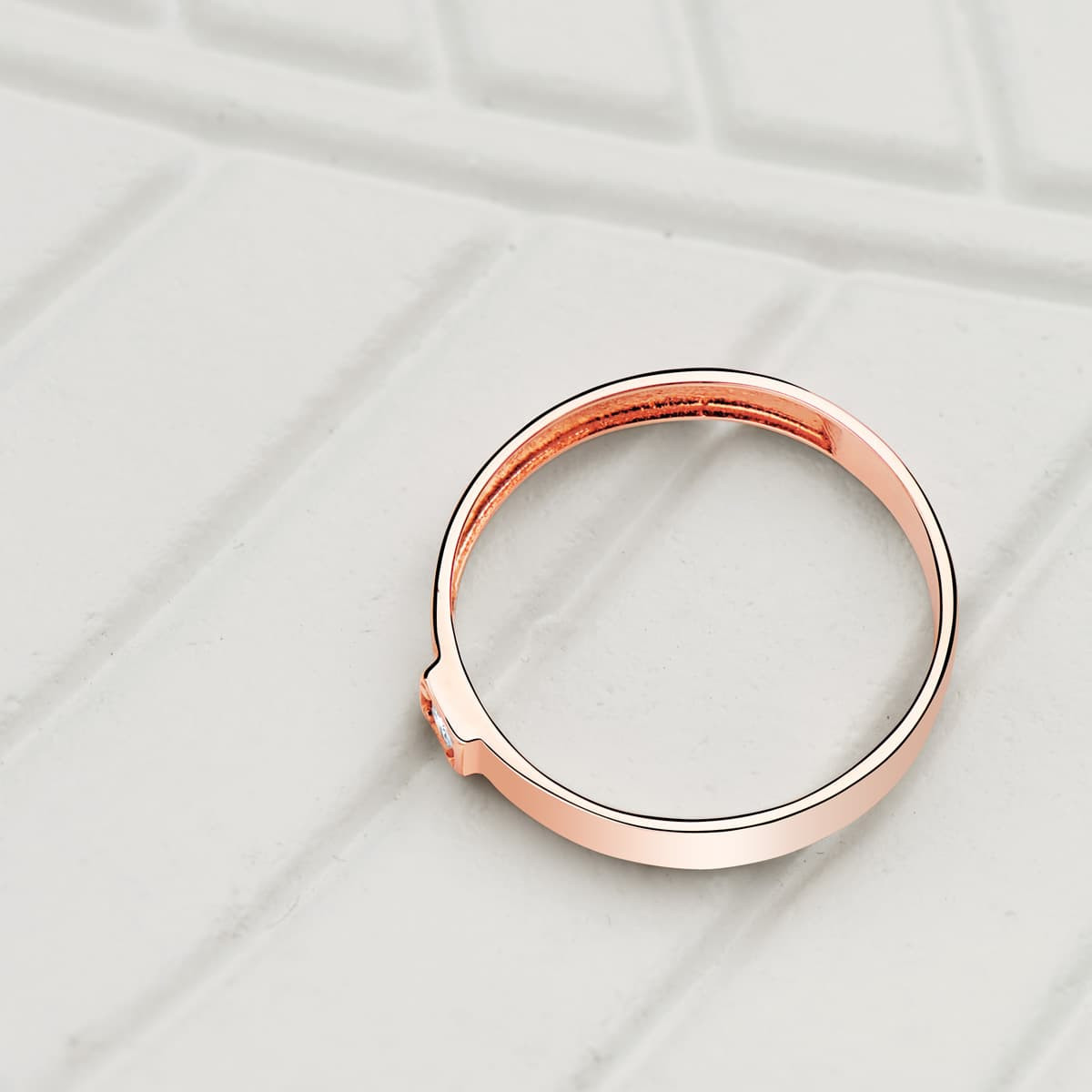 18K SORTIJA ORO ROSA BRILLO 1 CIRCONITA ANCHO 3.5 MM