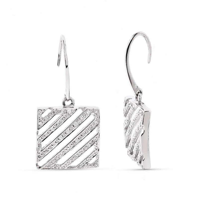 18K PENDIENTES ORO BLANCO CON CIRCONITA CIERRE GANCHO