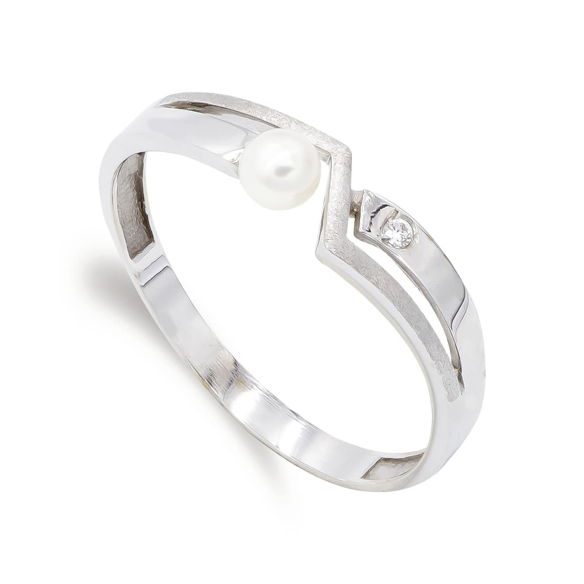 18K SORTIJA ORO BLANCO PERLA 3,5 MM Y CIRCONITA. ANCHO: 4,5MM