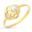 18K SORTIJA ORO AMARILLO MOTIVO CALADO CON PERLA 3 MM CIRCONITA.