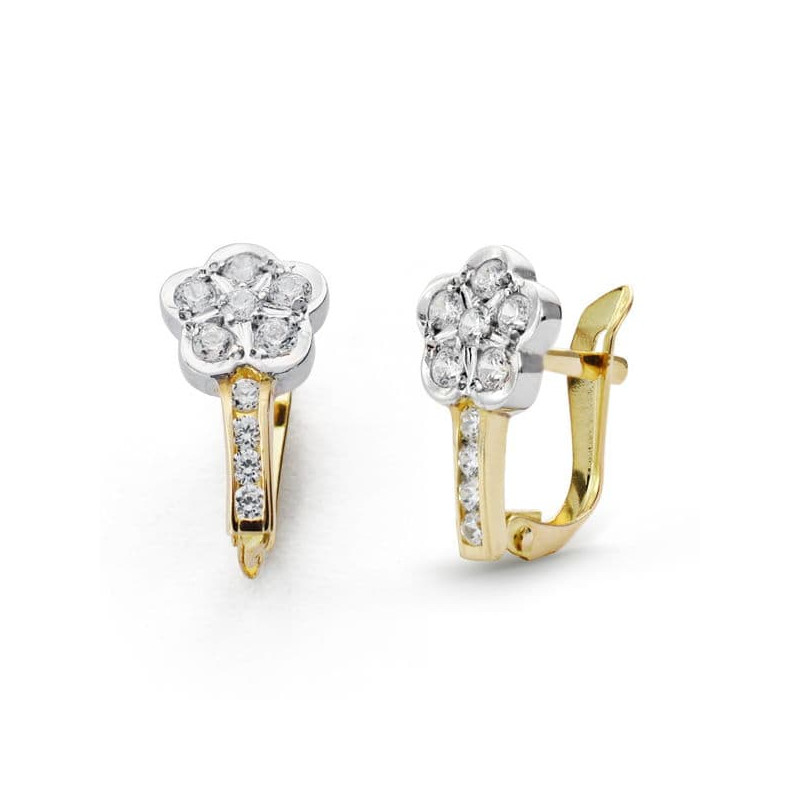 18K PENDIENTES COMUNION BICOLOR CIRCONITA 13X7 MM CIERRE CATALAN