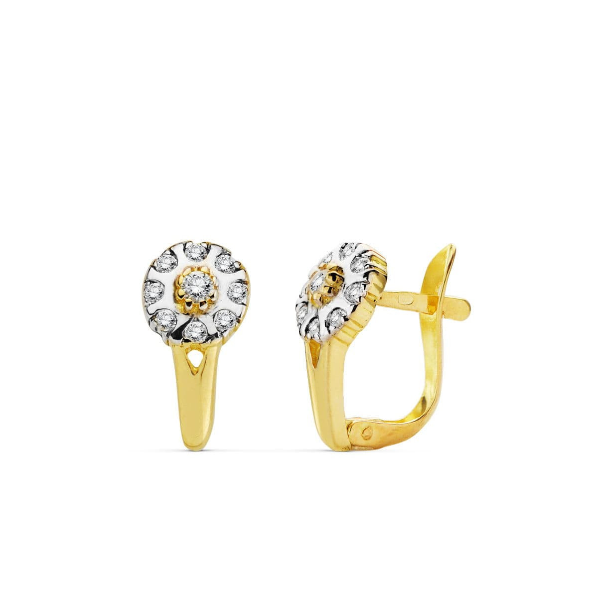 18K PENDIENTES BICOLOR CIRCONITA 12X6 MM CIERRE CATALAN