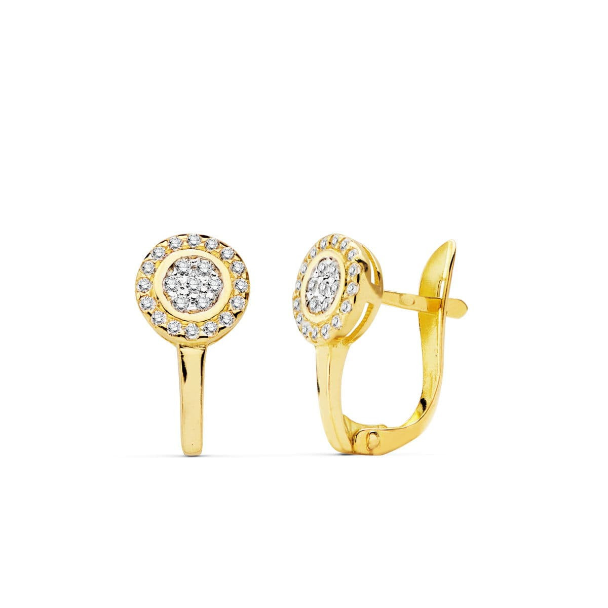 18K PENDIENTES BICOLOR CIRCONITA 12X7 MM CIERRE CATALAN