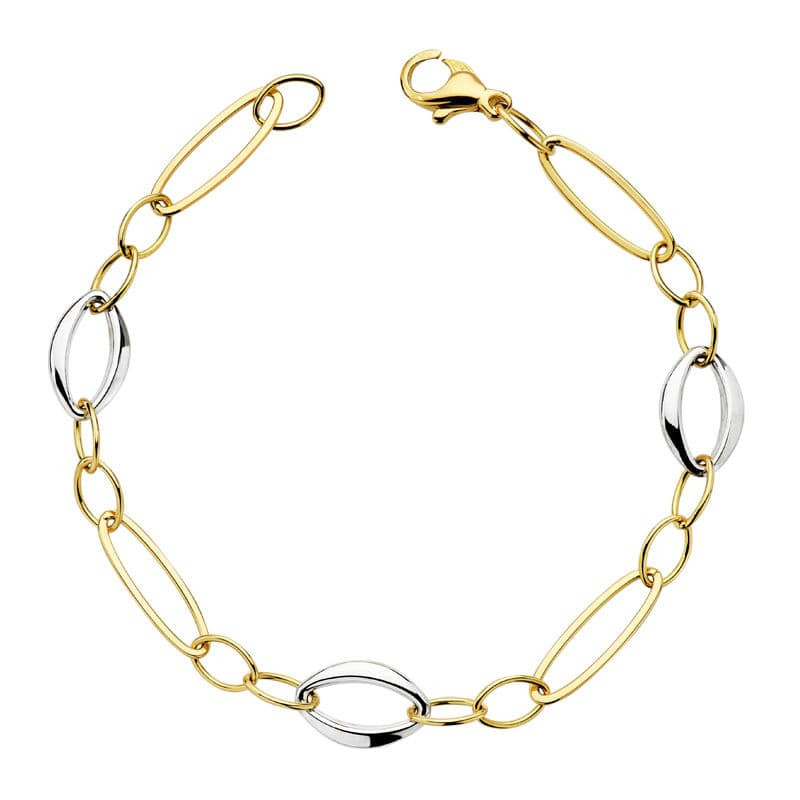 18K PULSERA HUECA ORO BICOLOR 19CM