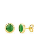 18K PENDIENTES ORO AMARILLO CHATON PIEDRA VERDE. 6.5 MM CIERRE PRESION