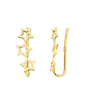 18K PENDIENTES ORO AMARILLO TREPADORES 3 ESTRELLAS 15X5 MM