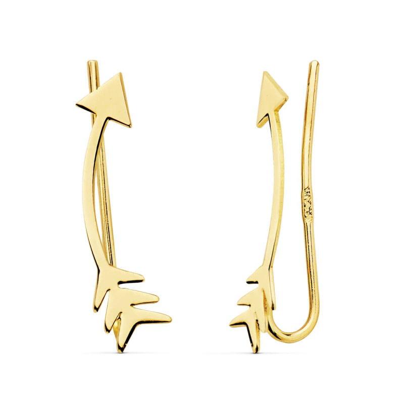 18K PENDIENTES ORO AMARILLO TREPADORES FLECHA 18X4 MM