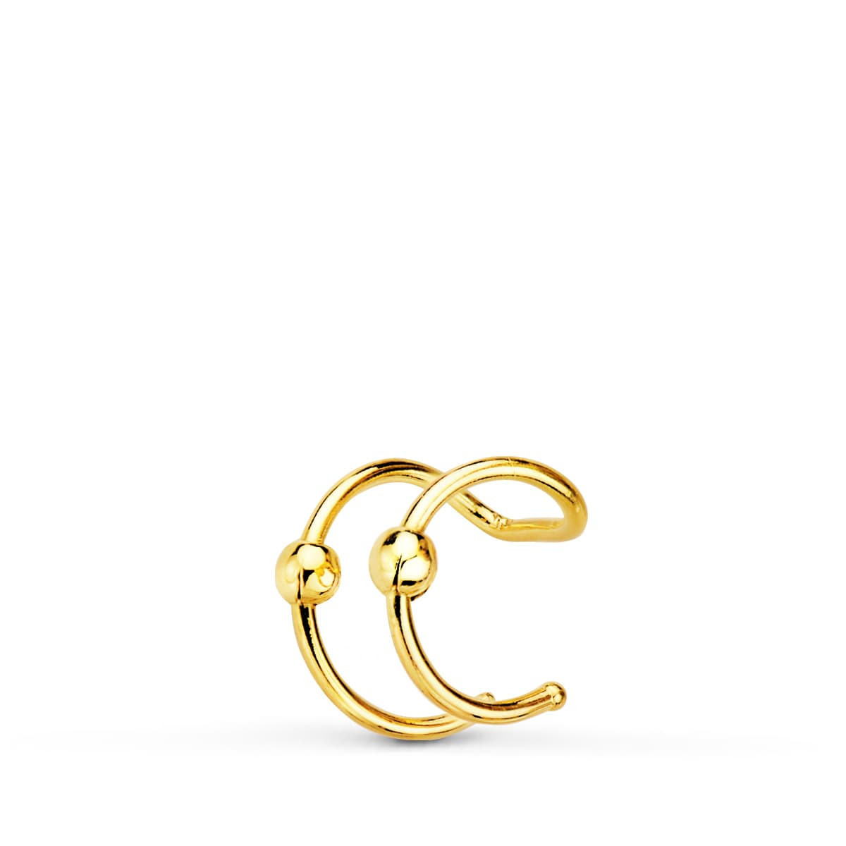 18K PENDIENTES EAR CUFF CARTILAGO OREJA ORO AMARILLO BOLITAS. 8 MM