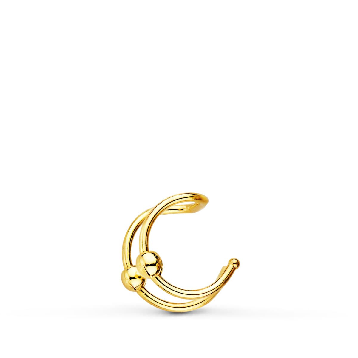 18K PENDIENTES EAR CUFF CARTILAGO OREJA ORO AMARILLO BOLITAS. 8 MM