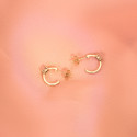 18K PENDIENTES ORO AMARILLO MEDIO ARO LISO CON CIRCONITA 12X3 MM CIERRE PRESION.