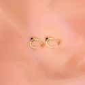18K PENDIENTES ORO AMARILLO MEDIO ARO LISO CON RUBI 12X3 MM CIERRE PRESION.