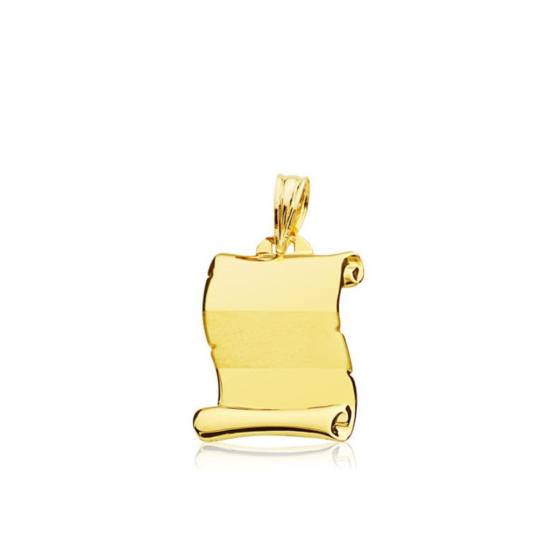 9K COLGANTE PERGAMINO ORO AMARILLO 20X14 MM