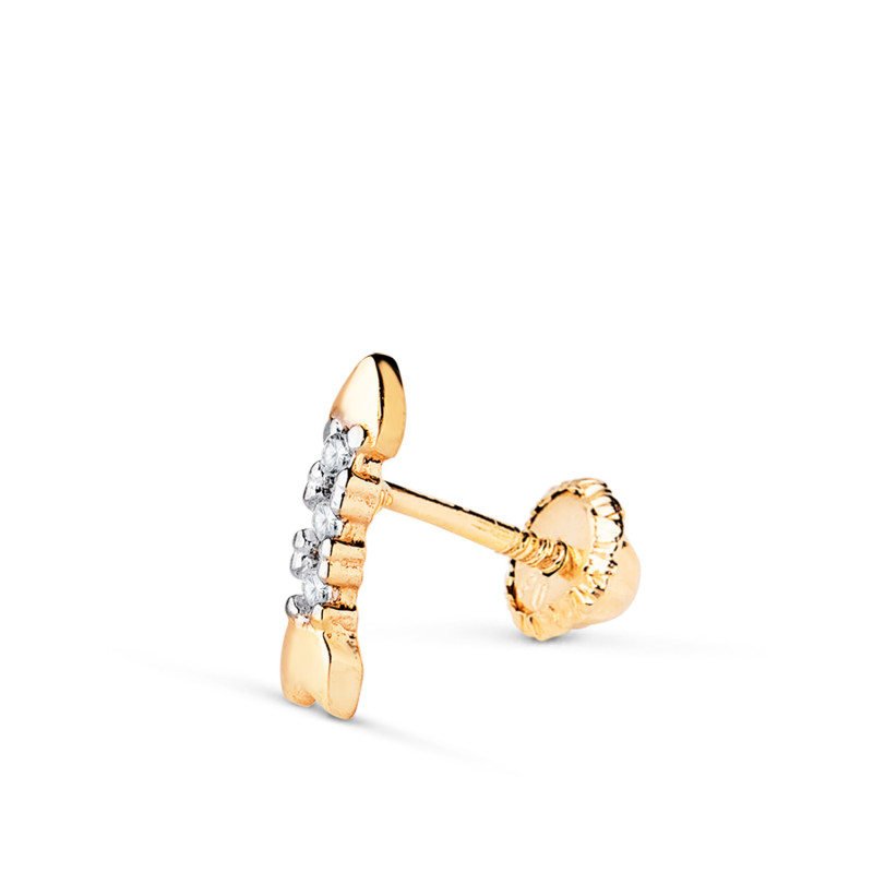 18K PIERCING ORO BICOLOR FLECHAS CON CIRCONITAS. MEDIDA: 8,5 X 3,5 MM. CIERRE TUERCA