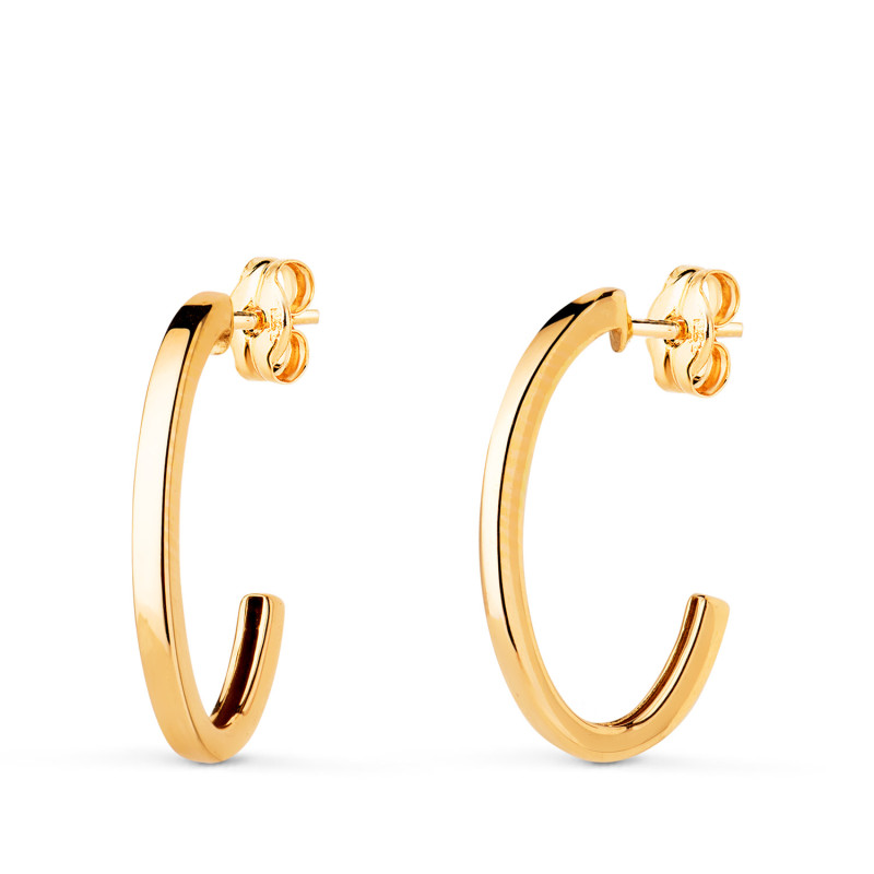 18K PENDIENTES ORO AMARILLO ARO OVALES ABIERTOS. MEDIDA: 19X11 MM. GROSOR: 2 MM.CIERRE PRESION